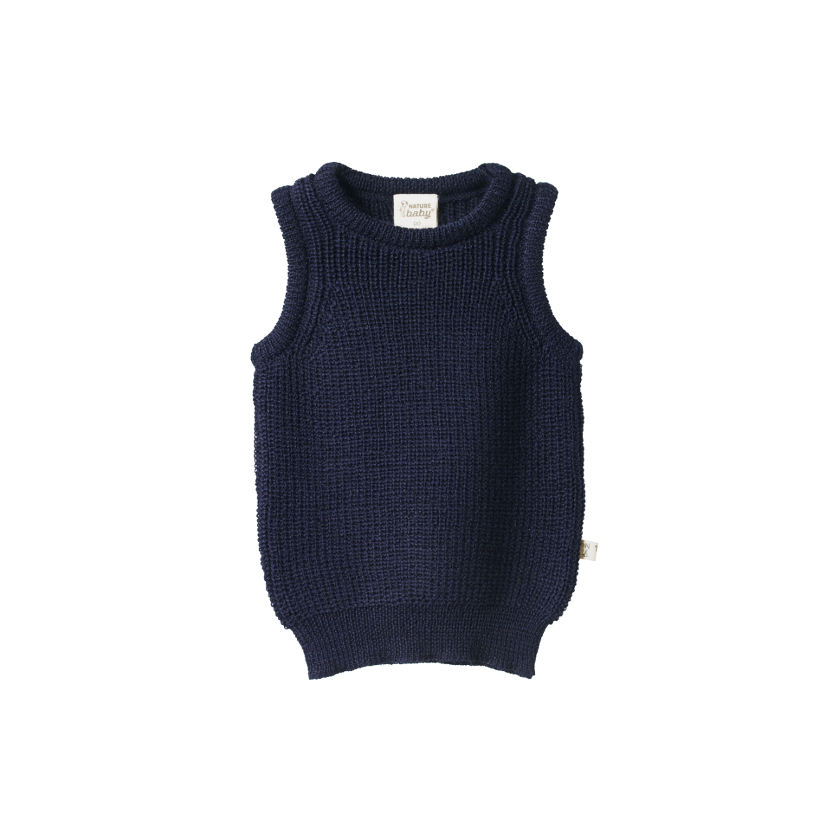 Nature Baby Merino Knit Vest Navy Chunky Knit
