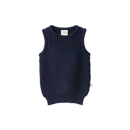 Nature Baby Merino Knit Vest Navy Chunky Knit