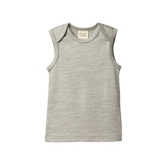 Nature Baby Merino Essential Singlet Grey Marl