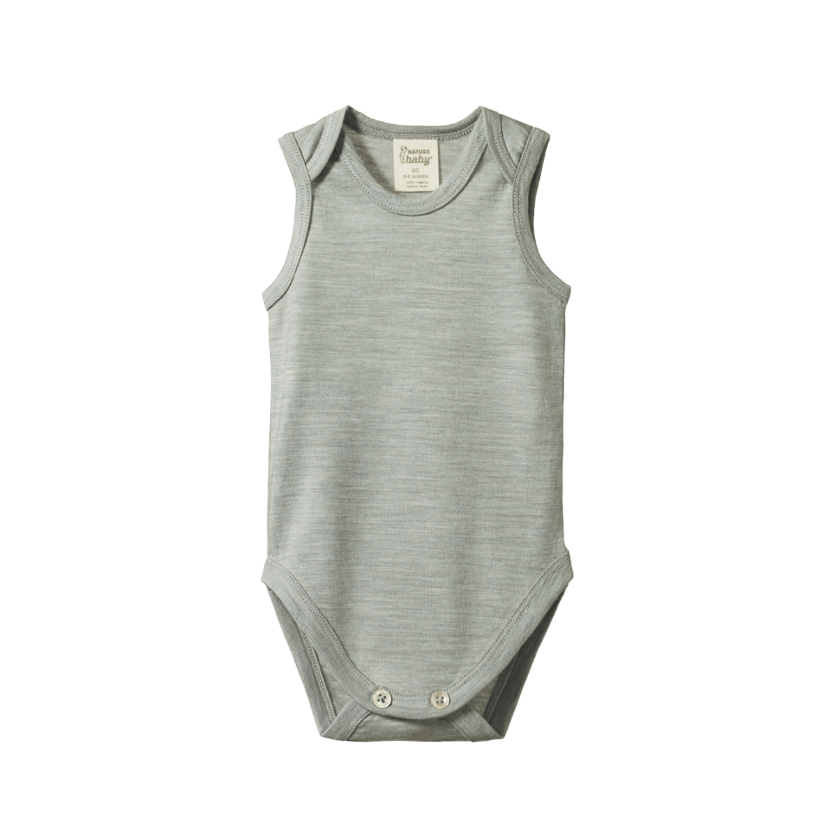 Nature Baby Merino Essential Singlet Bodysuit Grey Marl