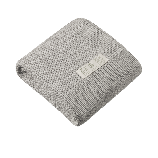 Nature Baby Merino Knit Blanket Light Grey Marl