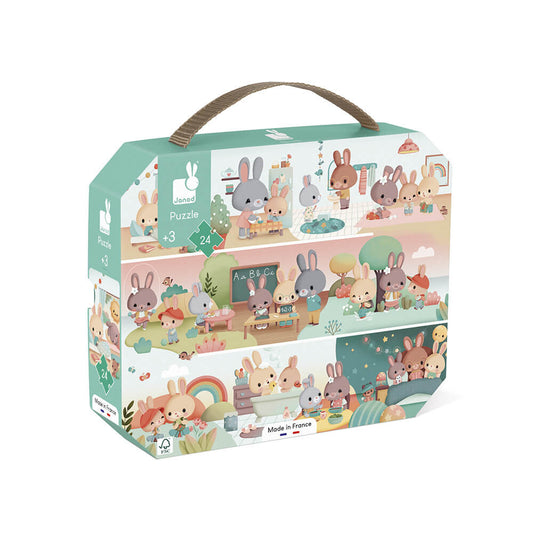 Janod Suitcase Puzzle Rabbits Day